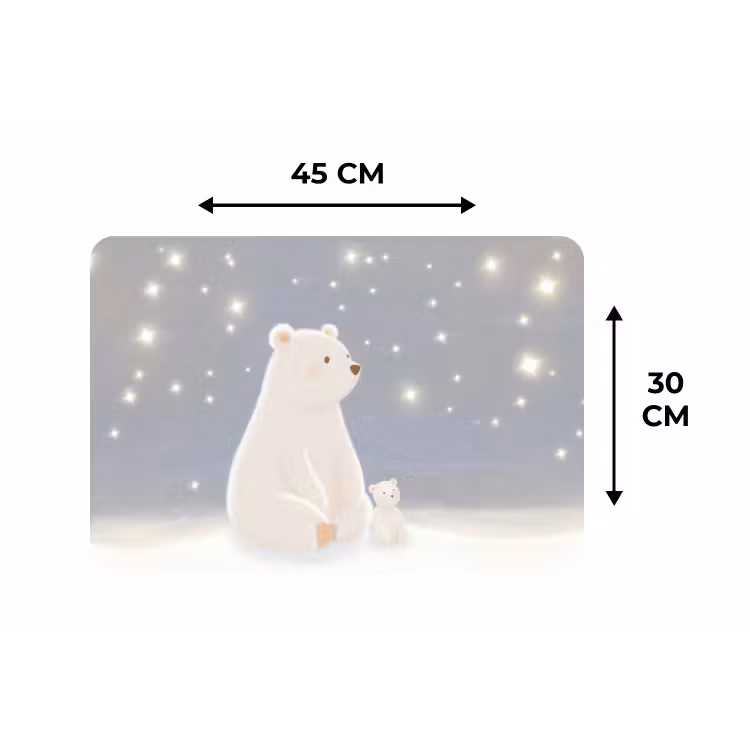 Placemat - 6 stuks - Ijsbeer - Sneeuw - Sterren - Blauw — 3