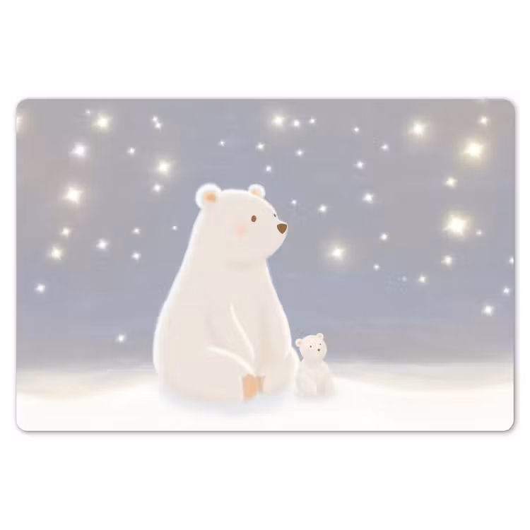 Placemat - 6 stuks - Ijsbeer - Sneeuw - Sterren - Blauw — 7