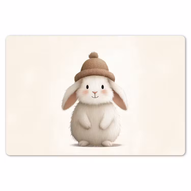 Placemat - 6 stuks - Konijn - Muts - Oren - Beige — 7