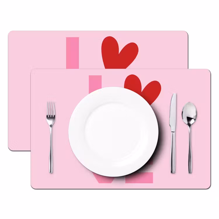Placemat - 6 stuks - Love - Roze - Hart - Valentijn — 2