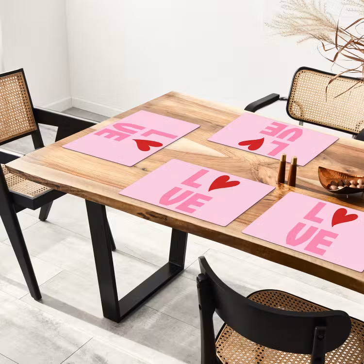 Placemat - 6 stuks - Love - Roze - Hart - Valentijn — 5