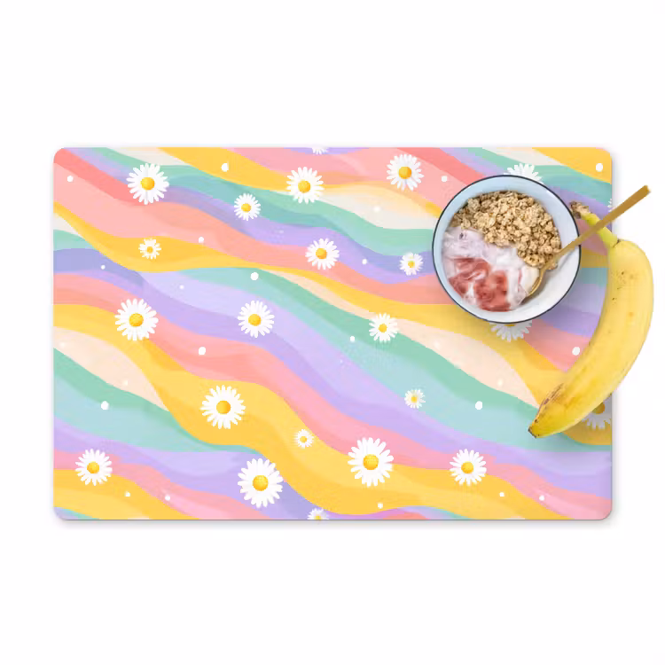 Placemat - 6 stuks - Madeliefjes - Kleurrijk - Pastel — 1
