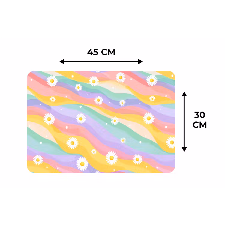 Placemat - 6 stuks - Madeliefjes - Kleurrijk - Pastel — 3