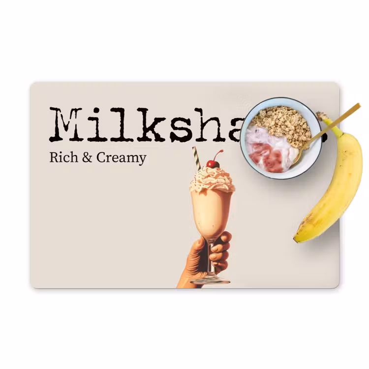 Placemat - 6 stuks - Milkshake - Kers - Rietje — 1