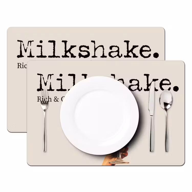 Placemat - 6 stuks - Milkshake - Kers - Rietje — 2