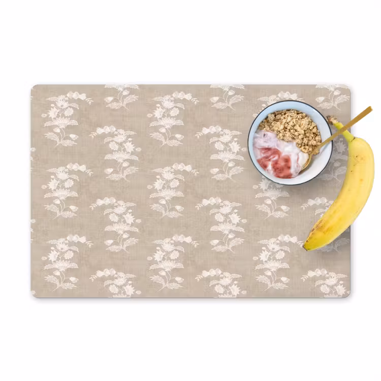 Placemat - 6 stuks - Motief - Beige - Linnen — 1