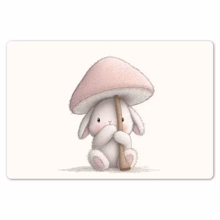 Placemat - 6 stuks - Paddenstoel - Konijn - Roze — 7