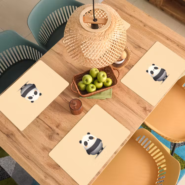 Placemat - 6 stuks - Panda - Beige - Minimalistisch — 6