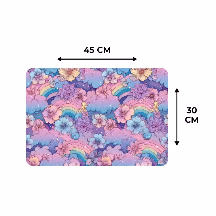 Placemat - 6 stuks - Regenbogen - Bloemen - Kleurrijk - Wolken — 3