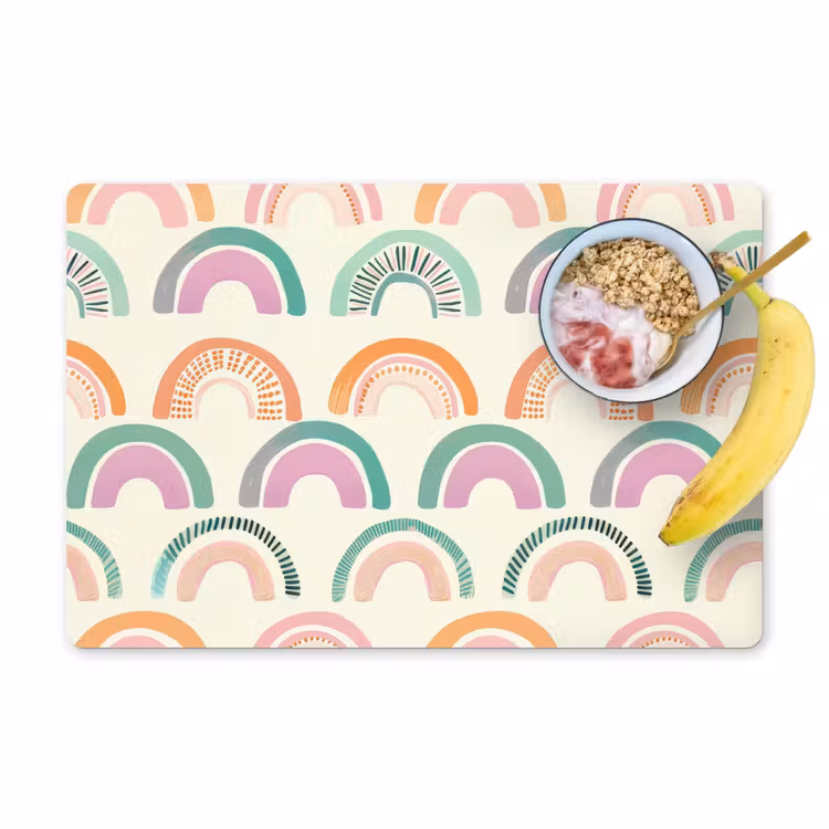 Placemat - 6 stuks - Regenboog - Pastel - Patroon — 1