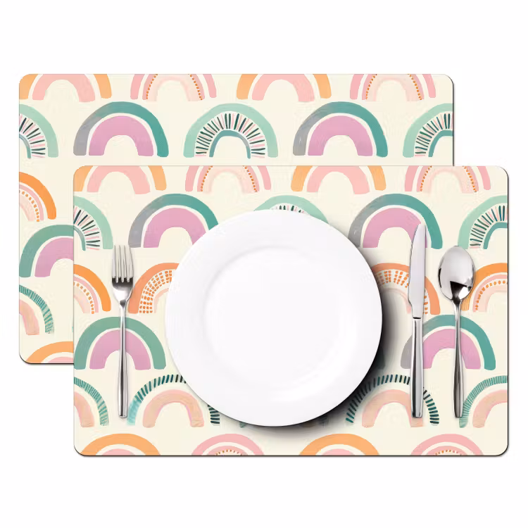 Placemat - 6 stuks - Regenboog - Pastel - Patroon — 2