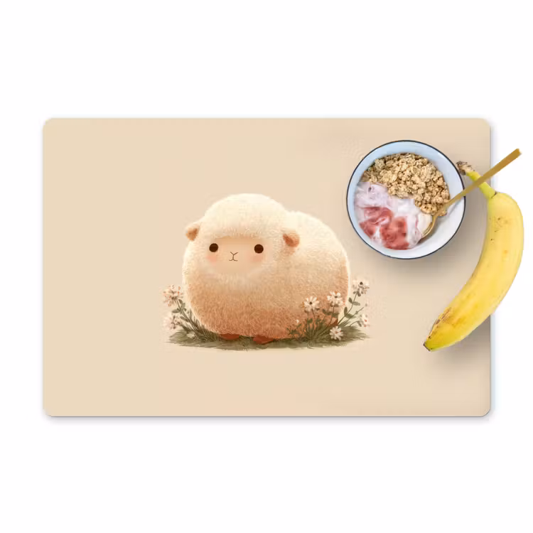 Placemat - 6 stuks - Schaap - Beige - Bloemen — 1