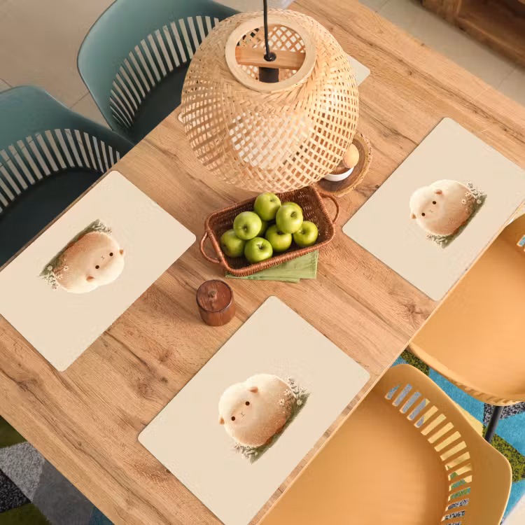 Placemat - 6 stuks - Schaap - Beige - Bloemen — 6