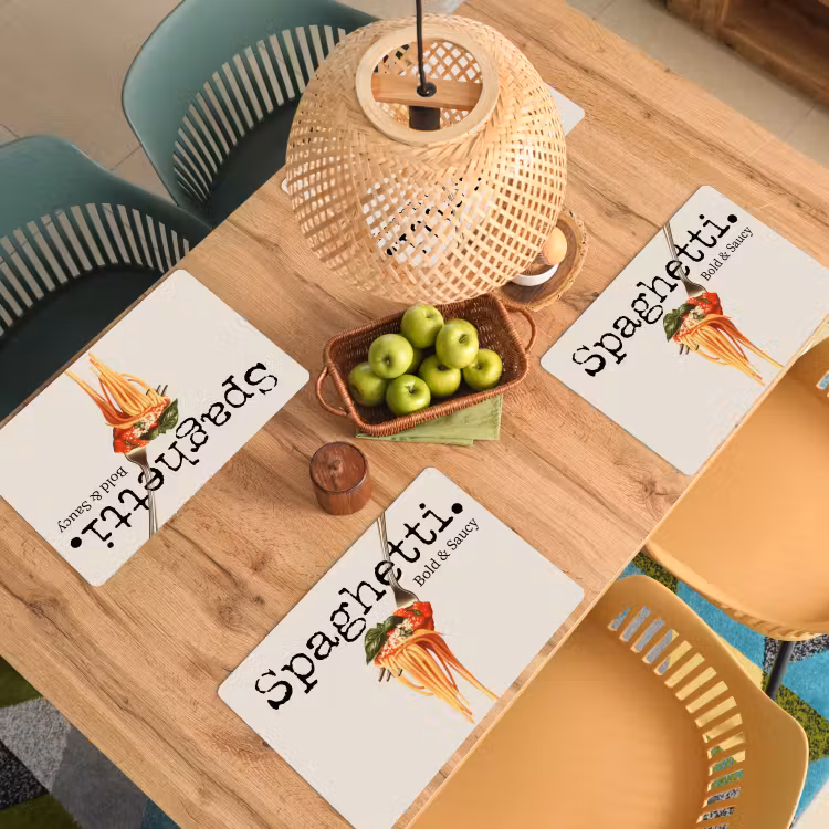 Placemat - 6 stuks - Spaghetti - tomatensaus - Parmezaanse kaas — 6