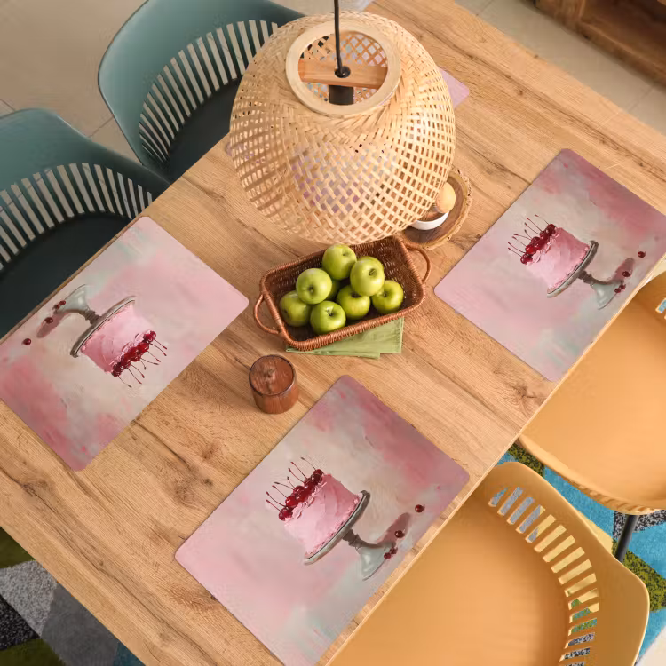 Placemat - 6 stuks - Taart - Pink - Cherry — 6