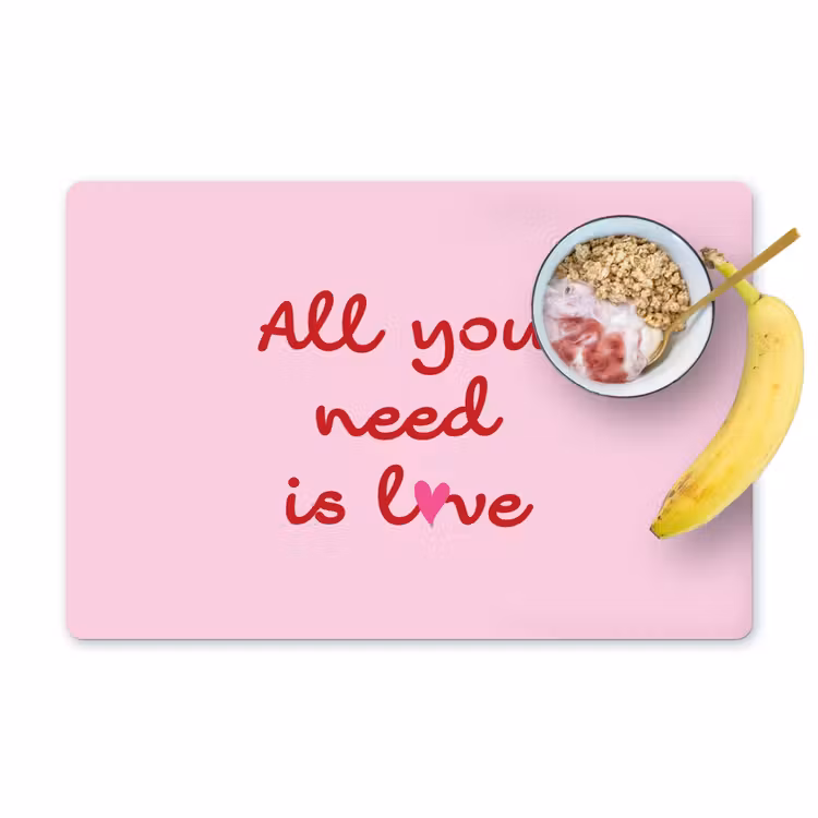 Placemat - 6 stuks - Tekst - Roze - Love - Hart — 1