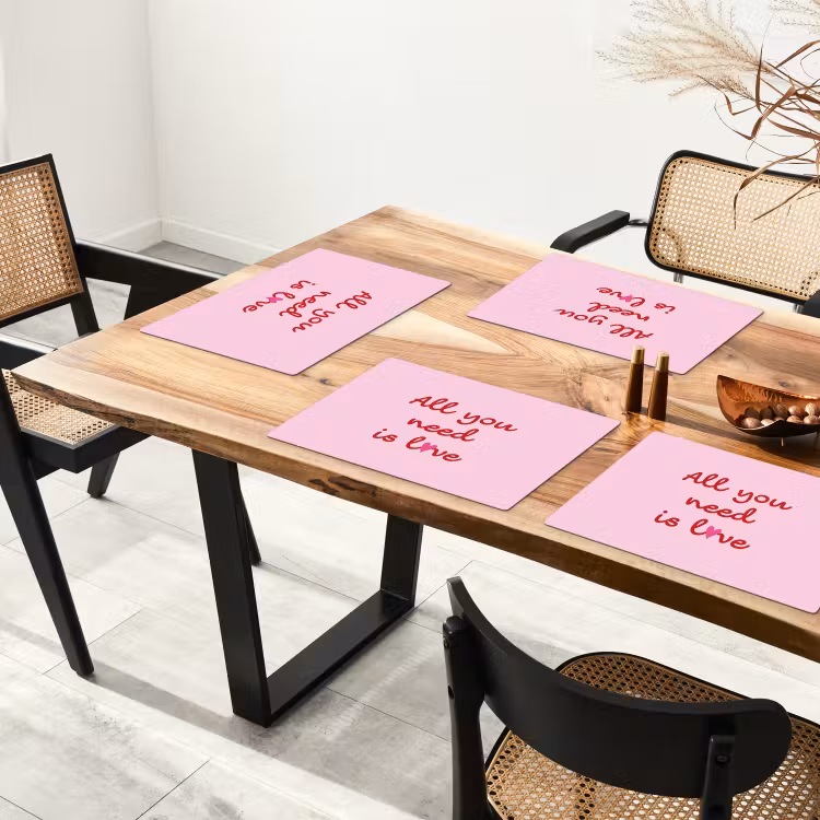 Placemat - 6 stuks - Tekst - Roze - Love - Hart — 5