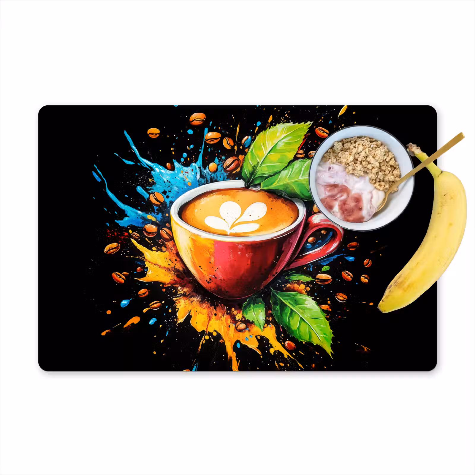 Placemat - 6 stuks - Koffie - Graffiti - Drinken - Abstract — 1