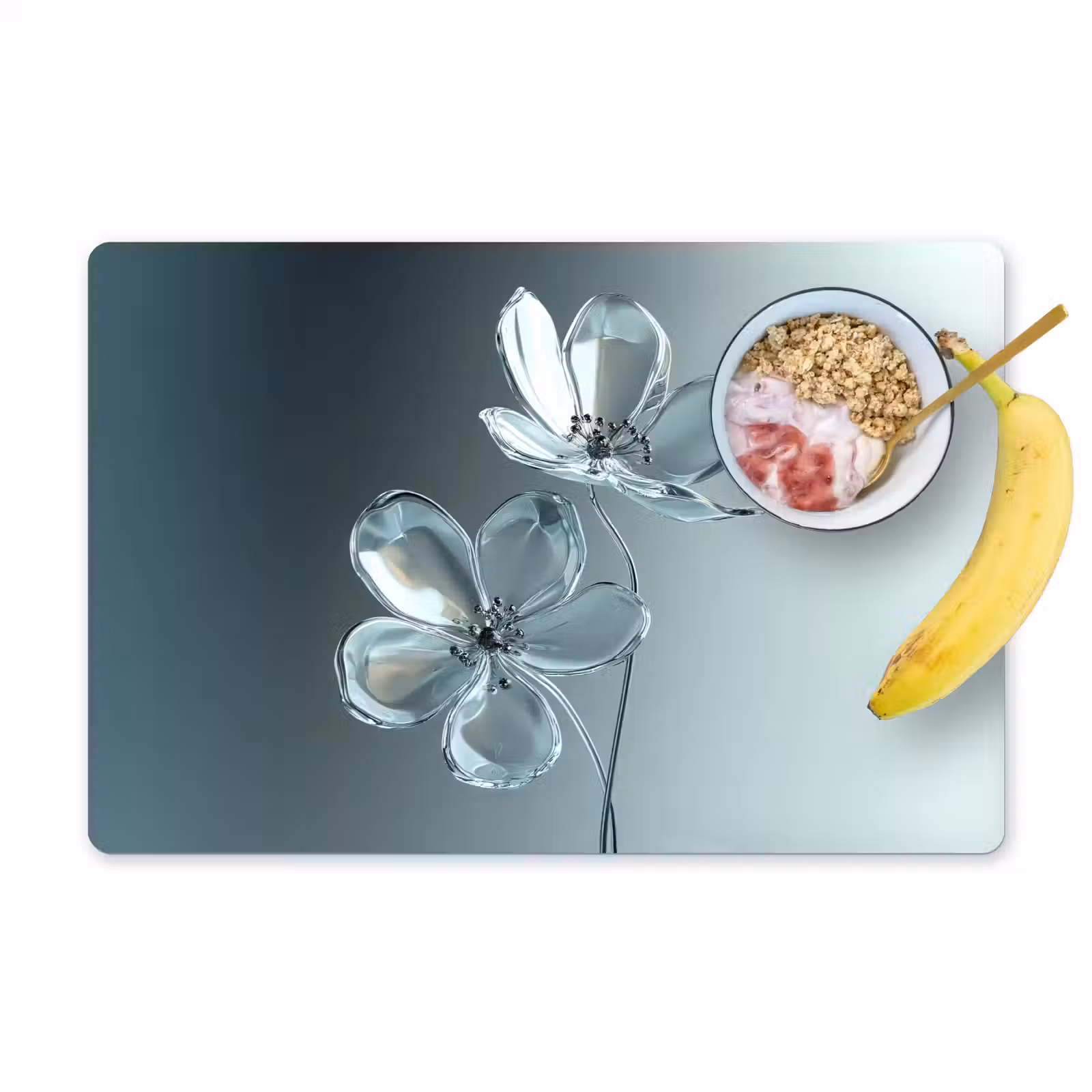 Placemat - 6 stuks - Kristal - Bloemen - Grijs — 1