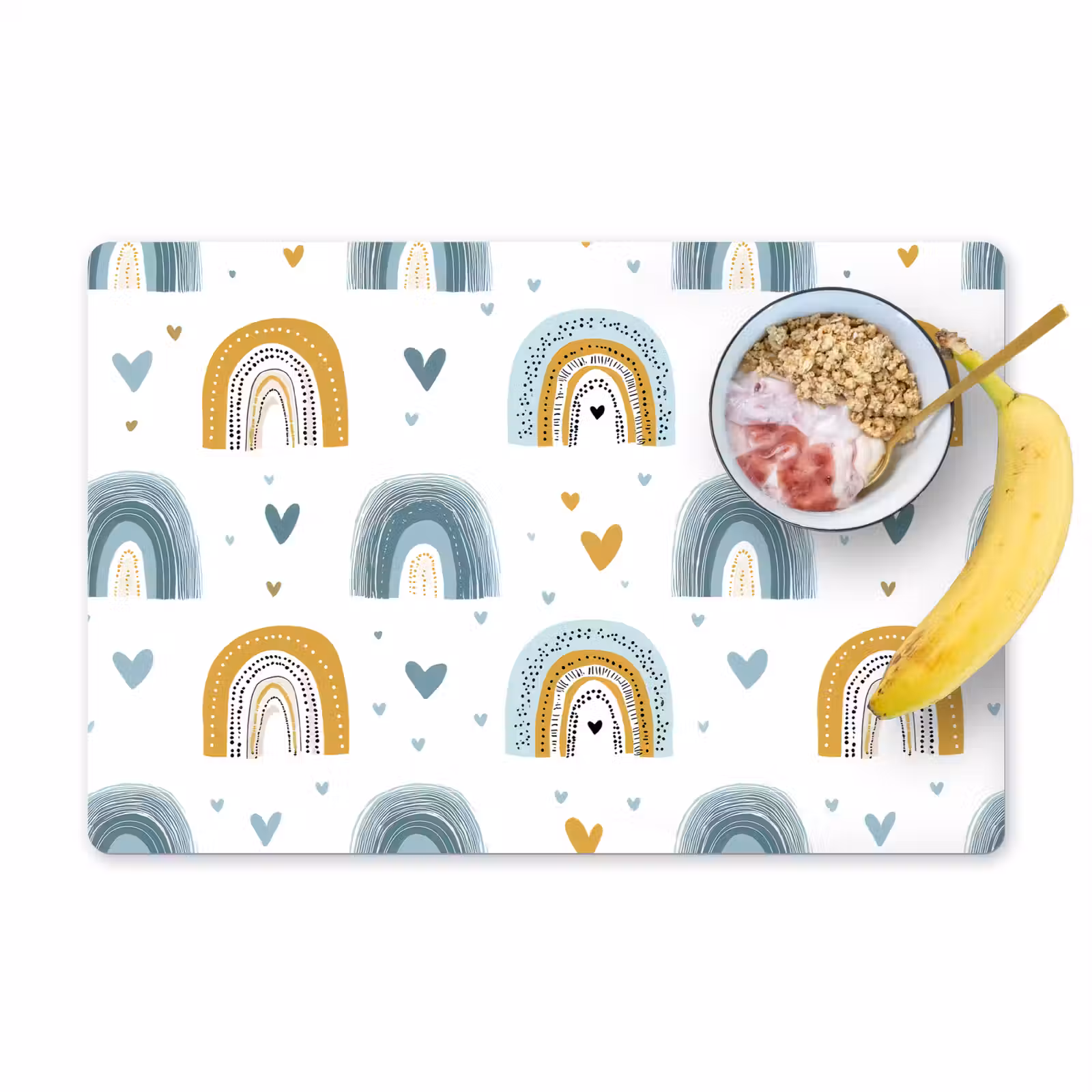 Placemat - 6 stuks - Patroon - Regenboog - Hartjes — 1