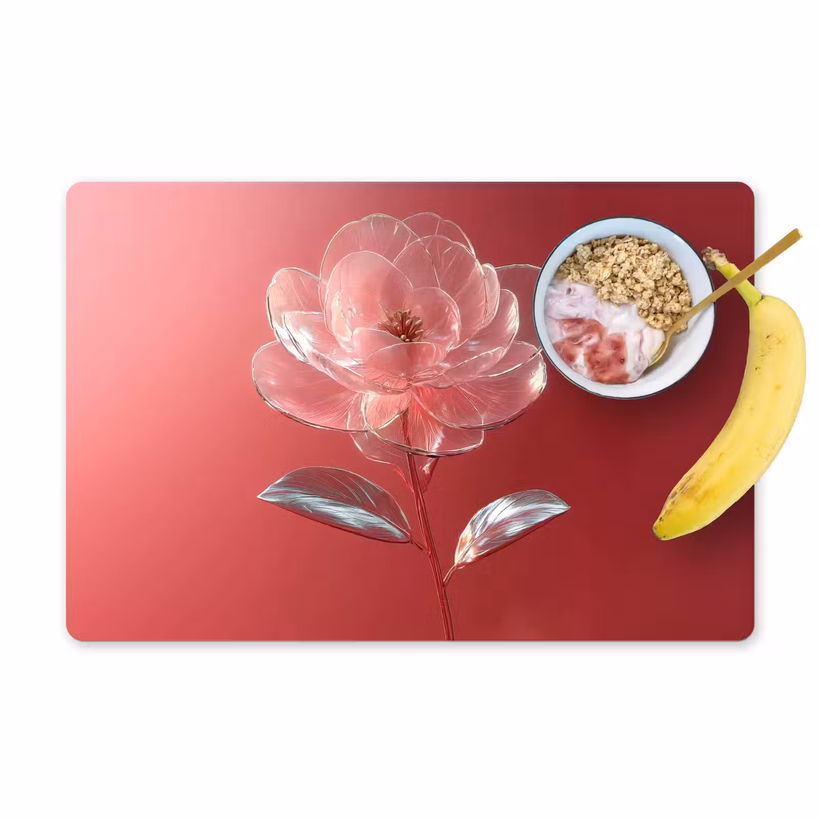 Placemat - 6 stuks - Sierlijk - Bloem - Roze - Glazen — 1