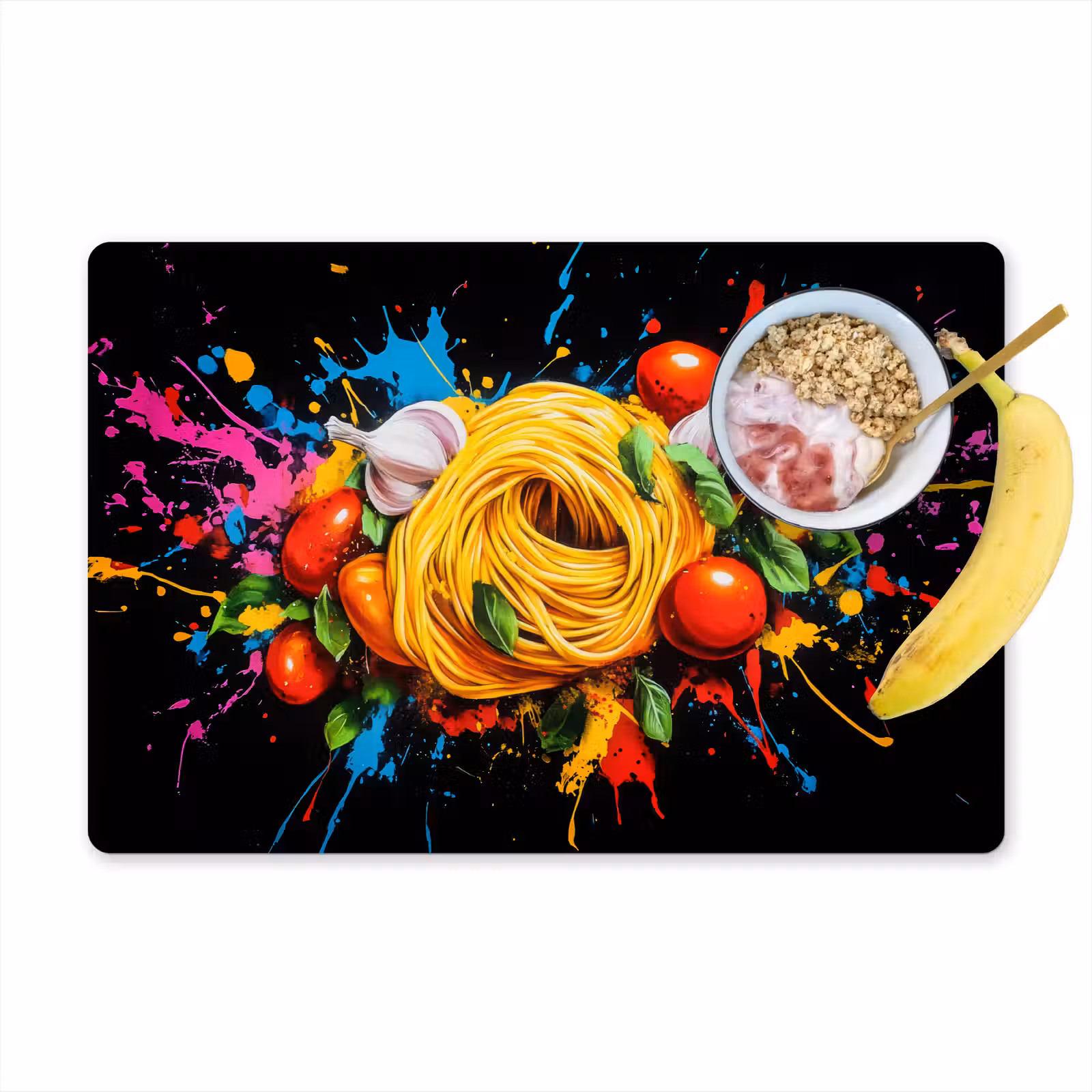 Placemat - 6 stuks - Spaghetti - Graffiti - Verf - Kleurrijk - Eten - Modern — 1
