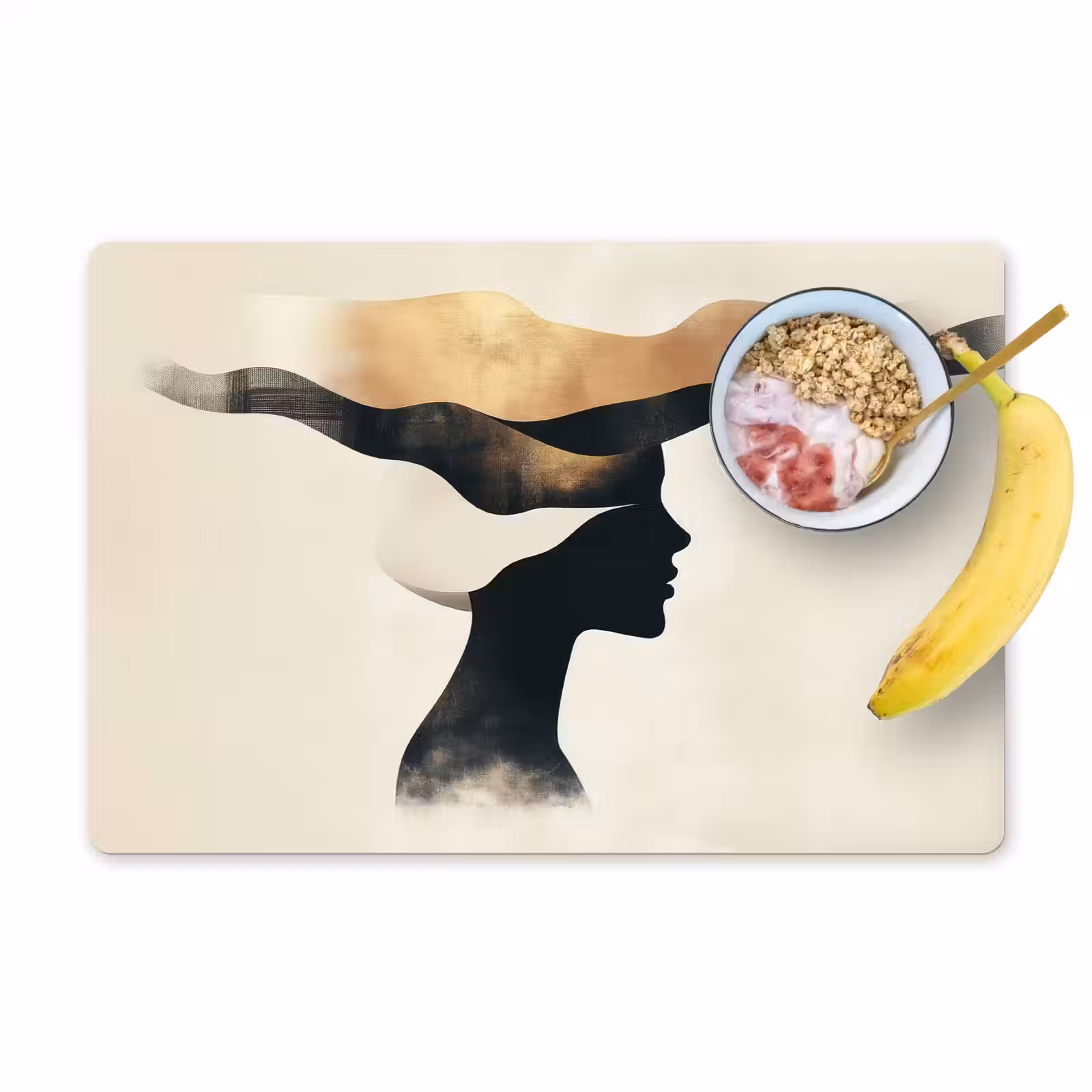 Placemat - 6 stuks - Vrouw - Golven - Zwart — 1
