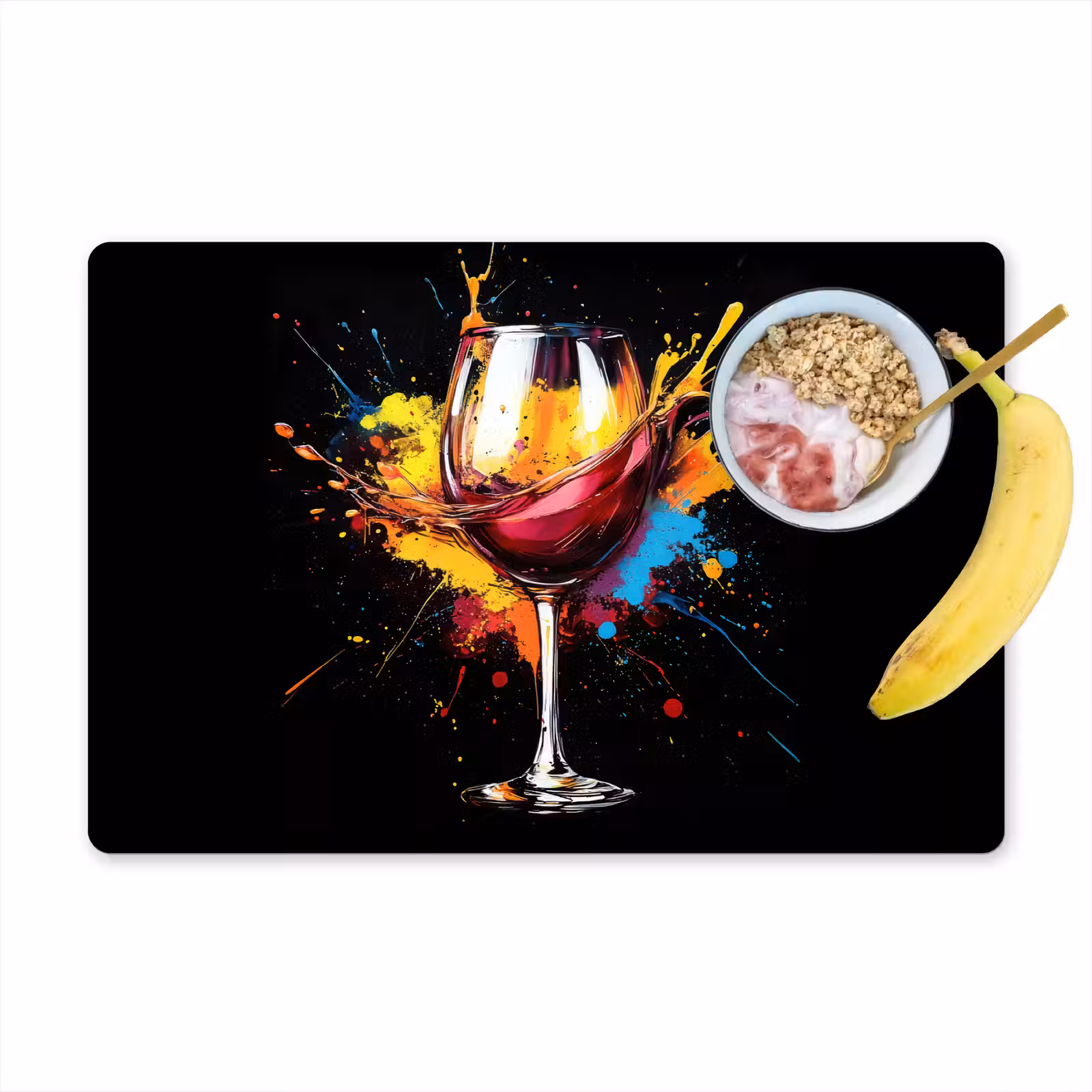 Placemat - 6 stuks - Wijn - Glas - Graffiti - Borrel - Rood - Verf — 1