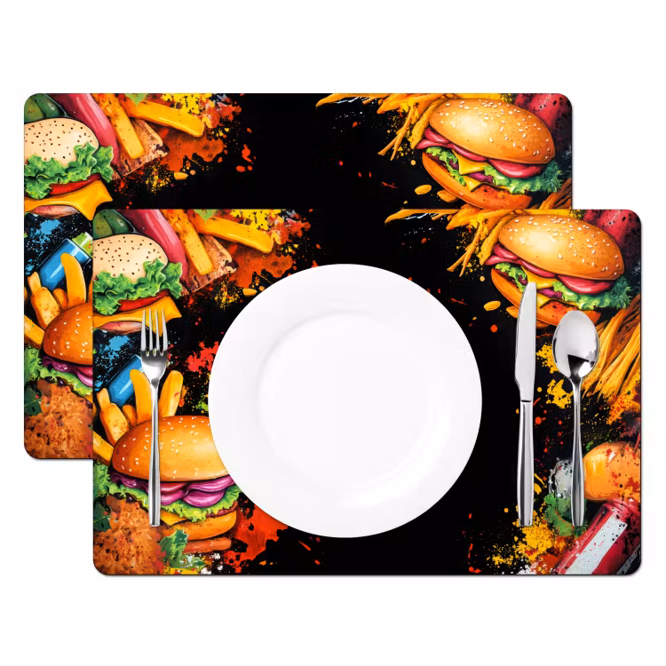 Placemat - 6 stuks - Fastfood - Graffiti - Hamburger - Eten - Modern — 2