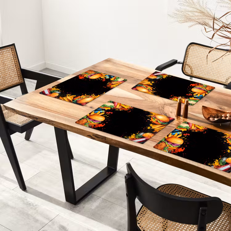 Placemat - 6 stuks - Fastfood - Graffiti - Hamburger - Eten - Modern — 5