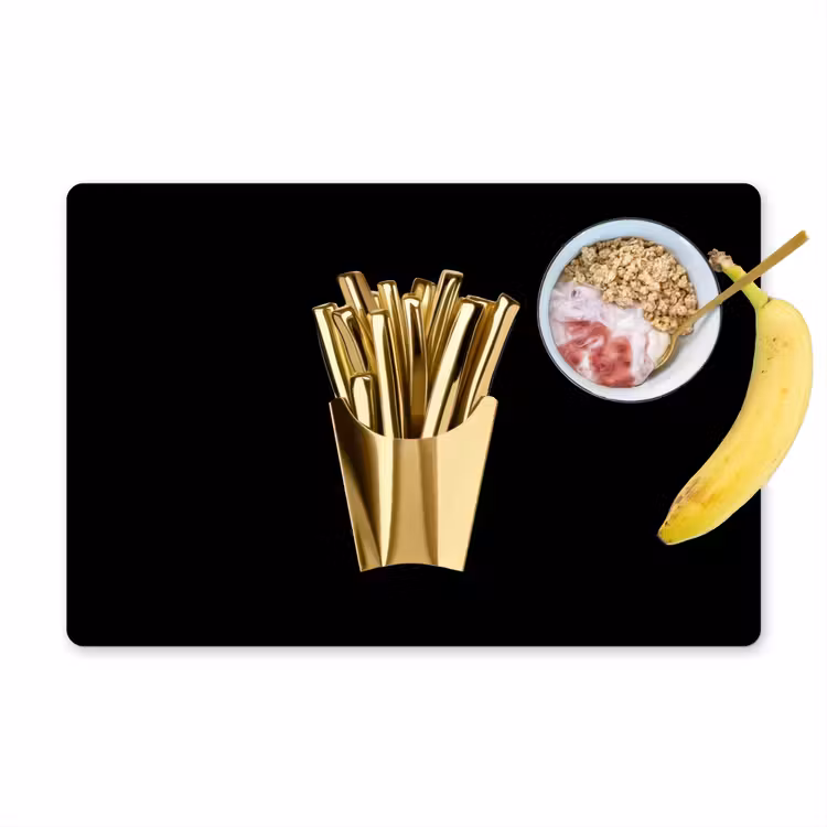 Placemat - 6 stuks - Friet - Goud - Chrome - Eten — 1