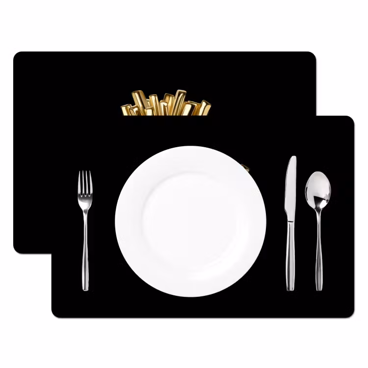 Placemat - 6 stuks - Friet - Goud - Chrome - Eten — 2