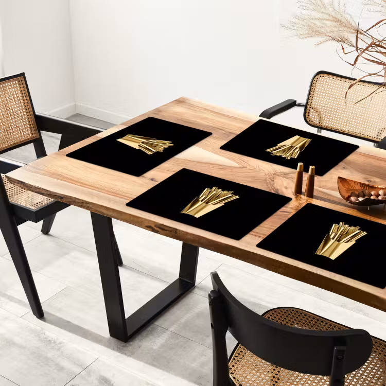 Placemat - 6 stuks - Friet - Goud - Chrome - Eten — 5