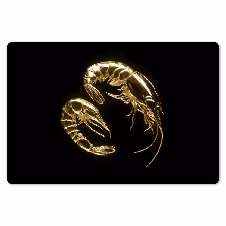 Placemat - 6 stuks - Garnalen - Zwart - Goud - Dieren — 7