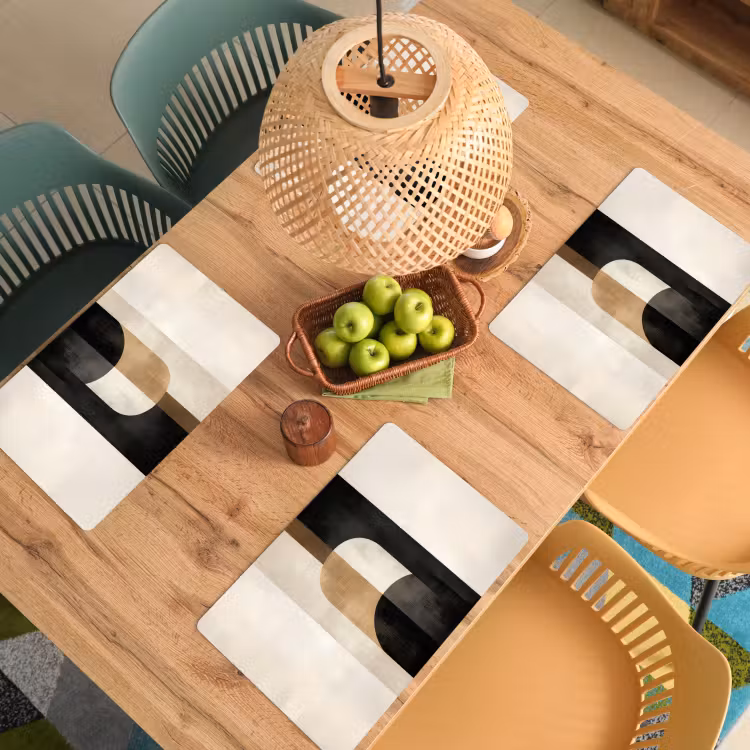 Placemat - 6 stuks - Geometrische - Vormen - Wit — 6