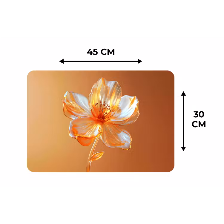 Placemat - 6 stuks - Glazen - Bloem - Oranje — 3
