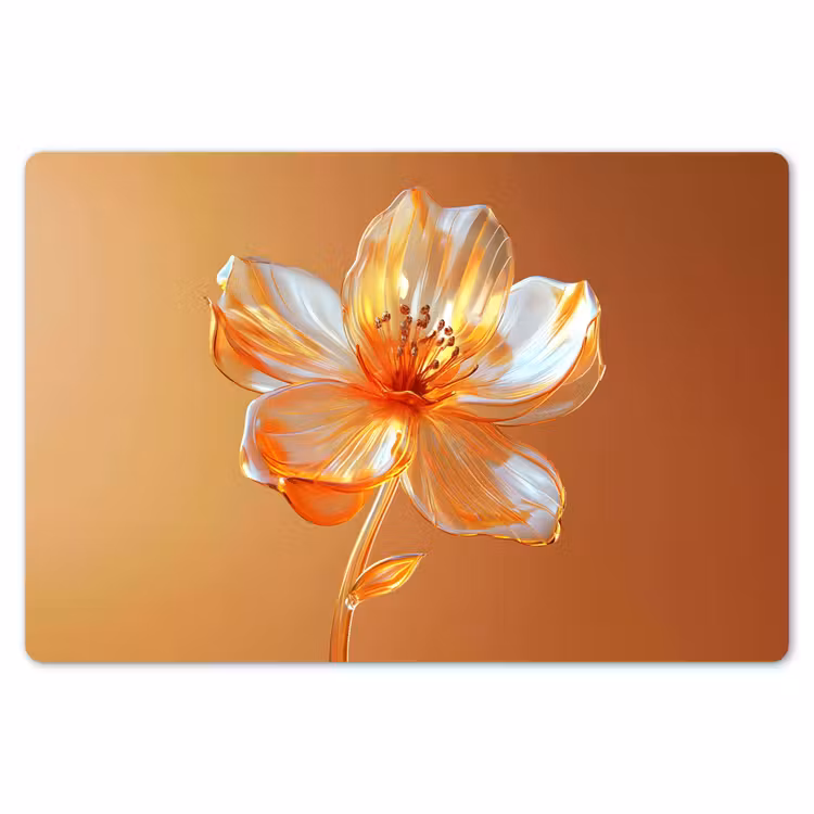 Placemat - 6 stuks - Glazen - Bloem - Oranje — 7