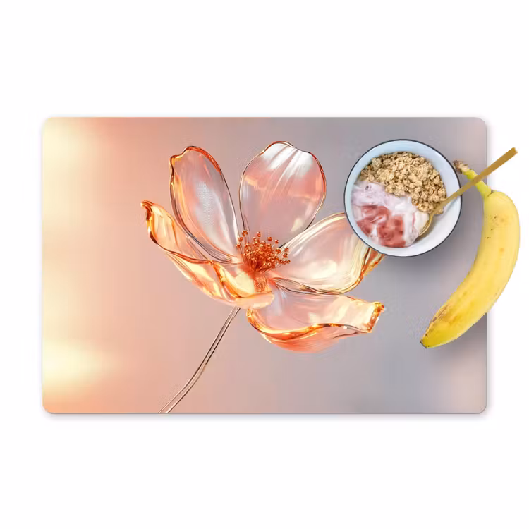 Placemat - 6 stuks - Glazen - Bloem - Roze — 1