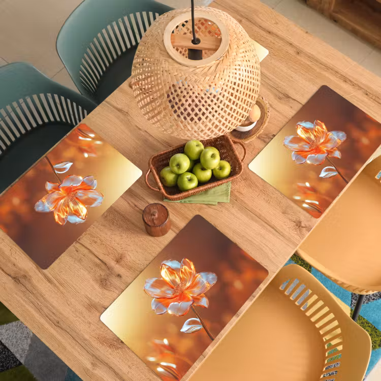 Placemat - 6 stuks - Glazen - Bloem - Zonlicht — 6
