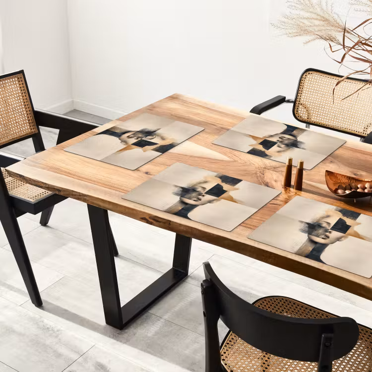 Placemat - 6 stuks - Goud - Vrouw - Rechthoeken — 5