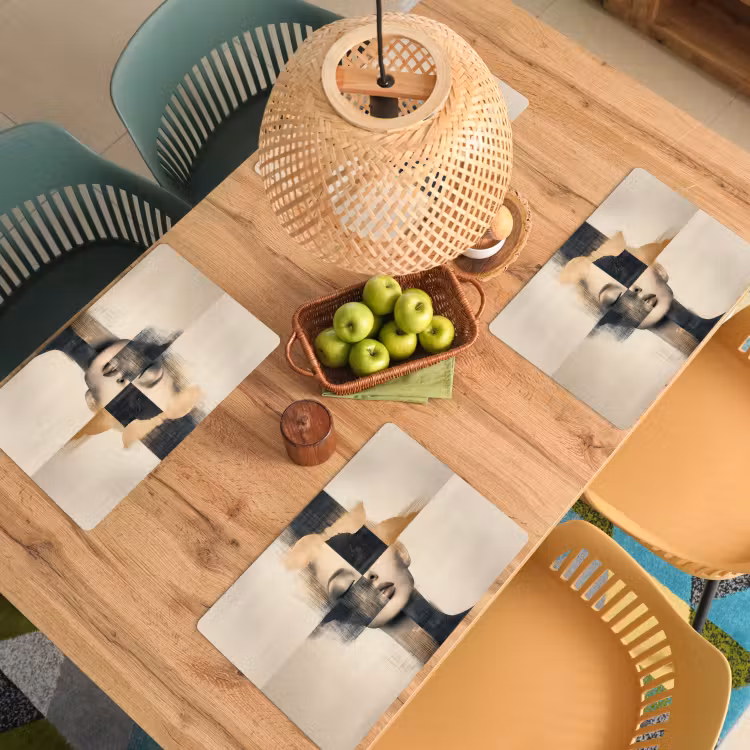 Placemat - 6 stuks - Goud - Vrouw - Rechthoeken — 6