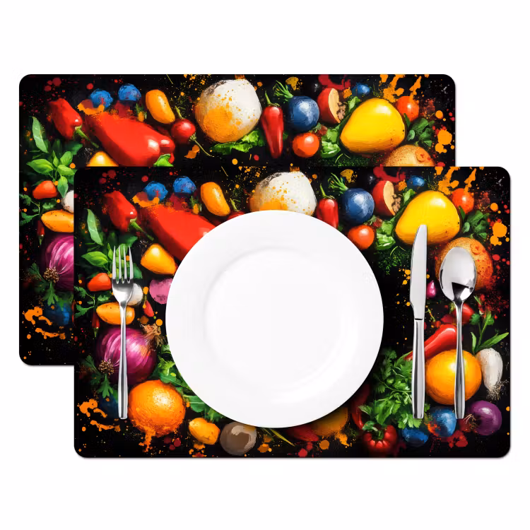 Placemat - 6 stuks - Groente - Graffiti - Kleurrijk - Koken - Abstract — 2