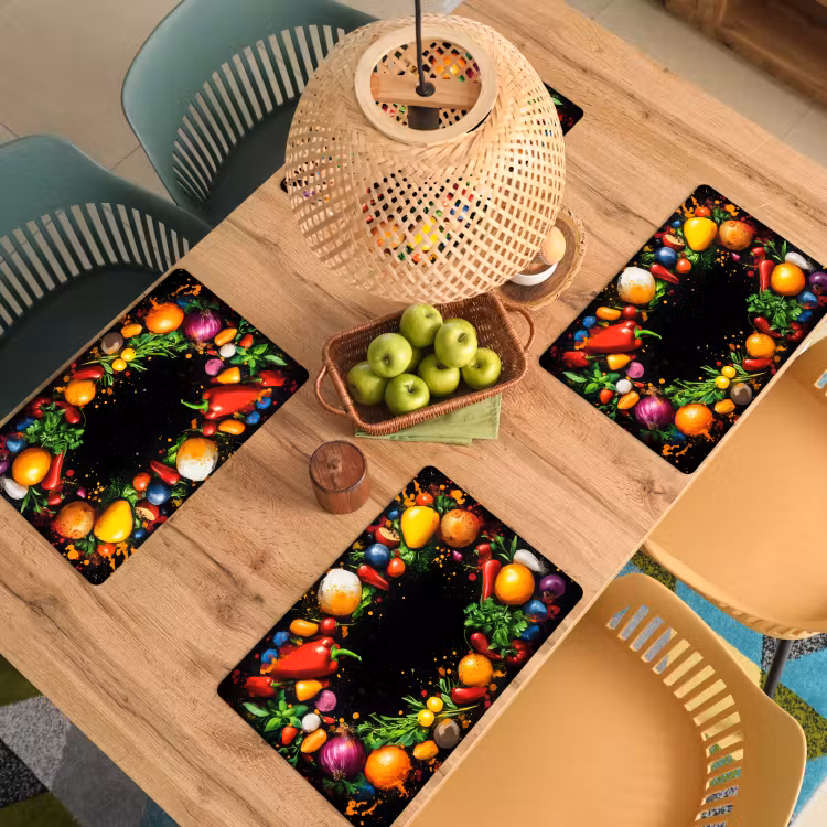 Placemat - 6 stuks - Groente - Graffiti - Kleurrijk - Koken - Abstract — 6