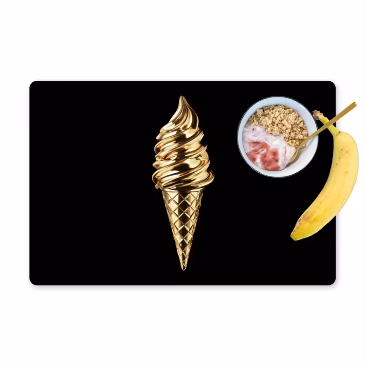 Placemat - 6 stuks - Ijs - Goud - Zwart - Eten — 1