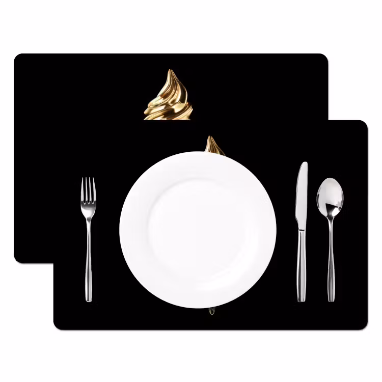 Placemat - 6 stuks - Ijs - Goud - Zwart - Eten — 2