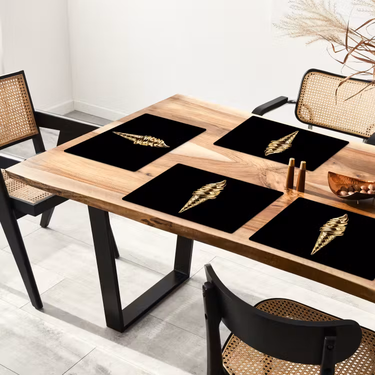 Placemat - 6 stuks - Ijs - Goud - Zwart - Eten — 5