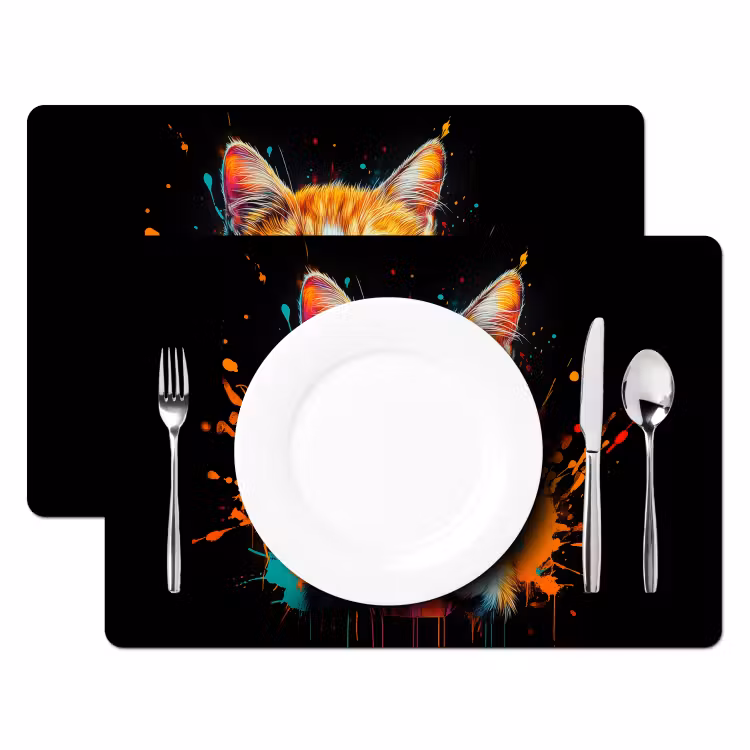 Placemat - 6 stuks - Kat - Eten - Patat - Graffiti - Abstract — 2