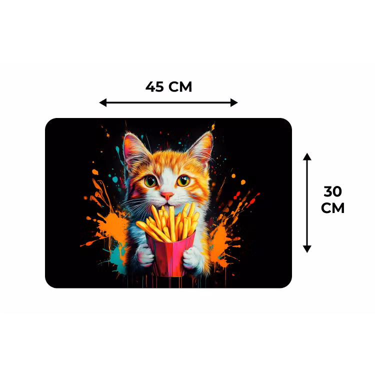 Placemat - 6 stuks - Kat - Eten - Patat - Graffiti - Abstract — 3