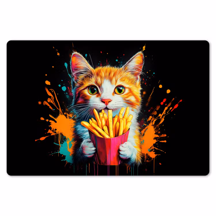 Placemat - 6 stuks - Kat - Eten - Patat - Graffiti - Abstract — 7