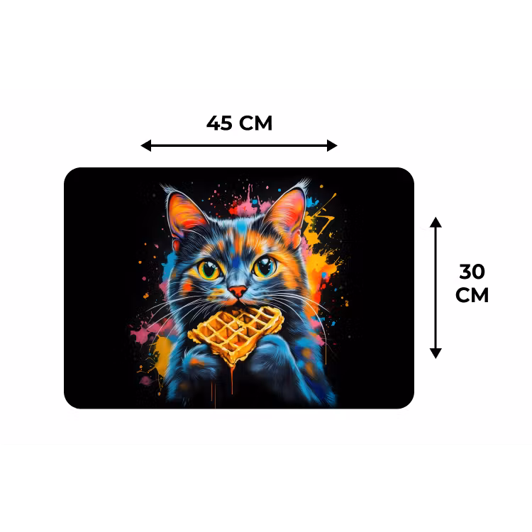 Placemat - 6 stuks - Kat - Graffiti - Kleurrijk - Wafel - Eten — 3